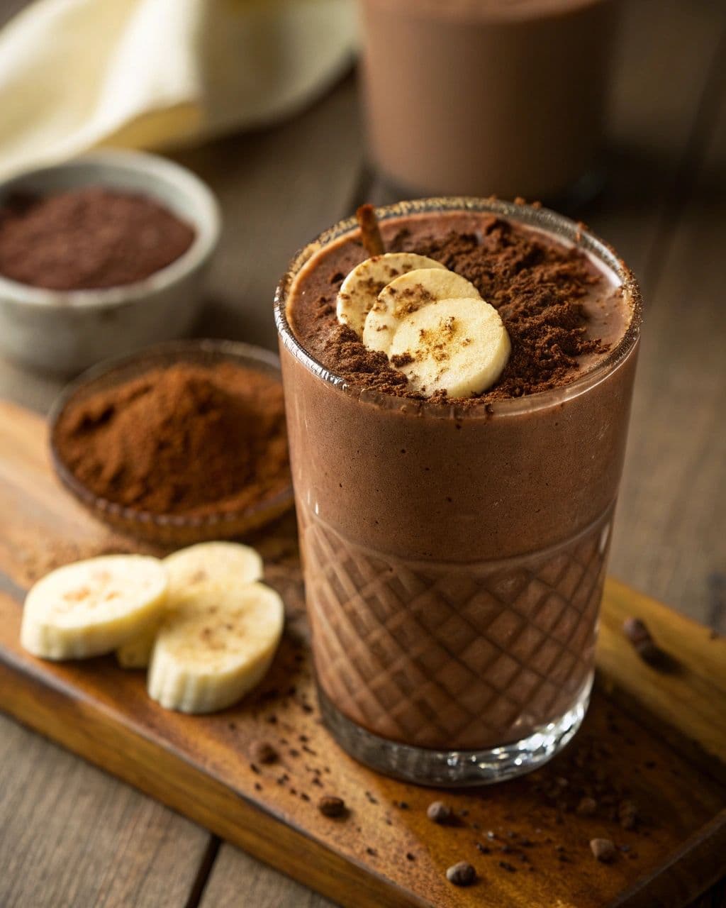 Milk shake proteico de chocolate com banana
